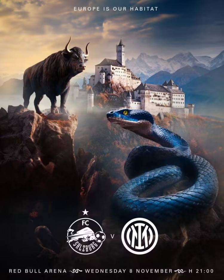 萨尔茨堡红牛足球_寸步不让国米发布海报预热欧冠vs萨尔茨堡红牛